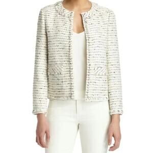 Lafayette 148 NWT Kennedy tweed jacket women's size 2X ivory blazer old money